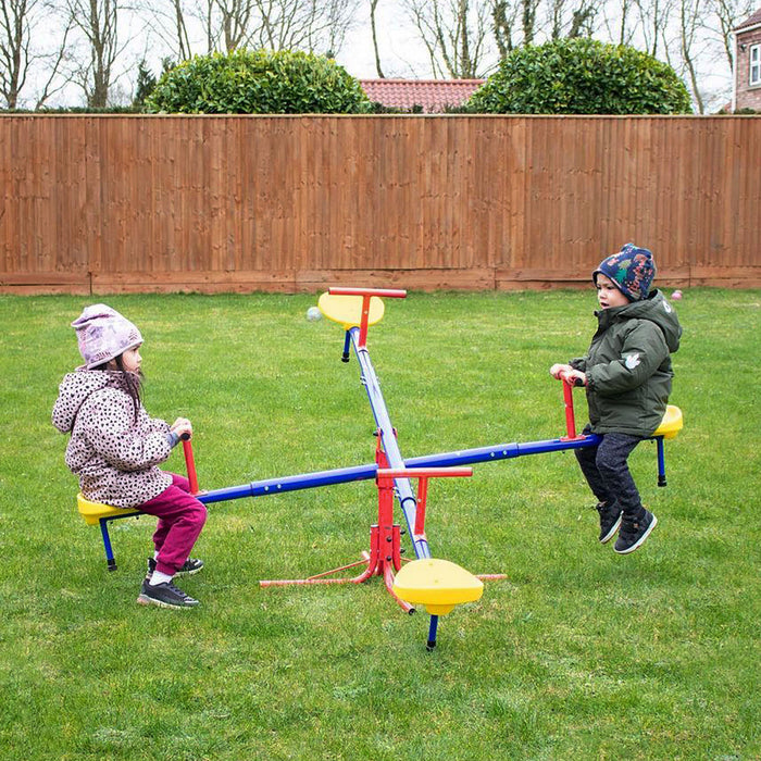Outsunny Kids Metal Seesaw Teeter Totter Children's Playground Equipment For Garden Outdoor Indoor Swing, 4 Seats