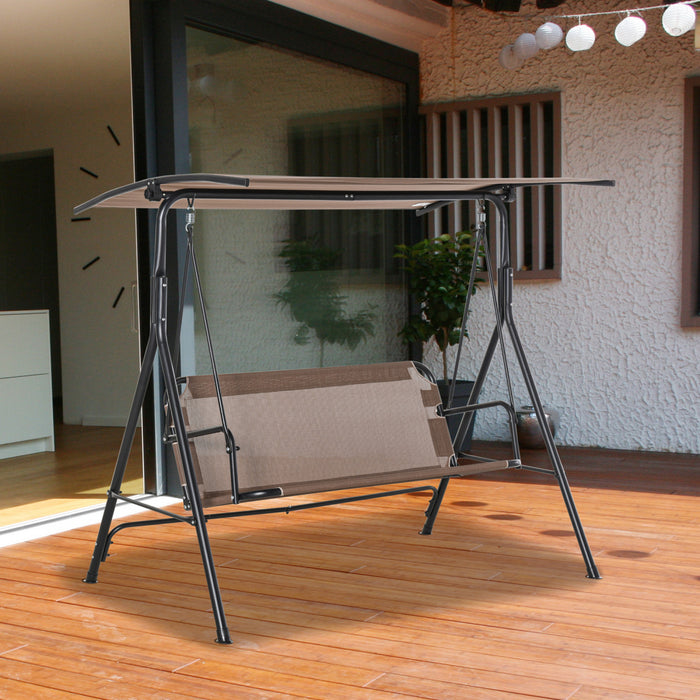 Outsunny 2-person Patio Swing Chair With Adjustable Canopy For Porch Garden