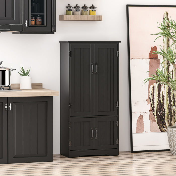 HOMCOM 48\" Kitchen Pantry, Kitchen Storage Cabinet with Shelves, Black