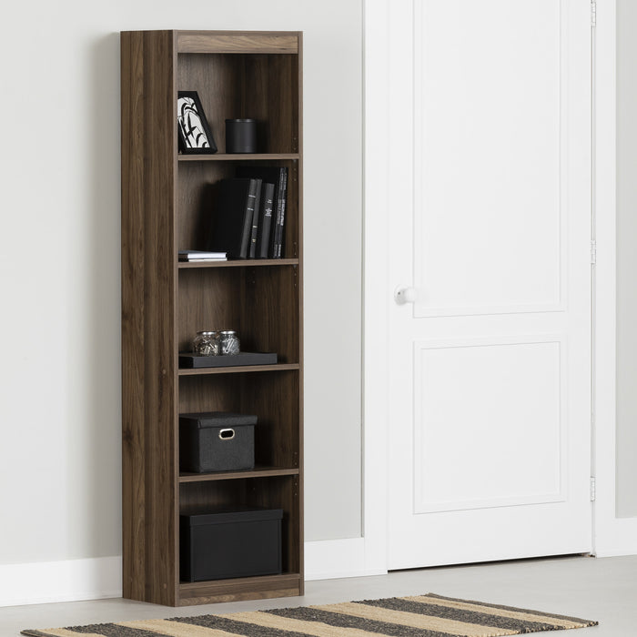 Axess 5-Shelf Narrow Bookcase - Natural Walnut