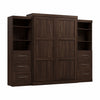 Bestar Pur 115\" Queen Murphy Bed and 2 Shelving Units with Drawers - Black Walnut