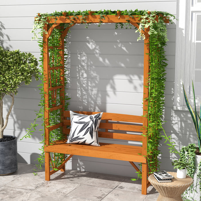 Outsunny Wooden Bench For 2 People For Vines/climbing Plant, Brown
