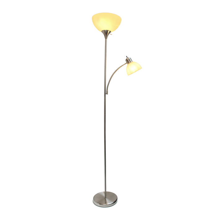 Ardelo Floor Lamp w/ Gooseneck Reading Light, Brushed Nickel, 71.5\"H