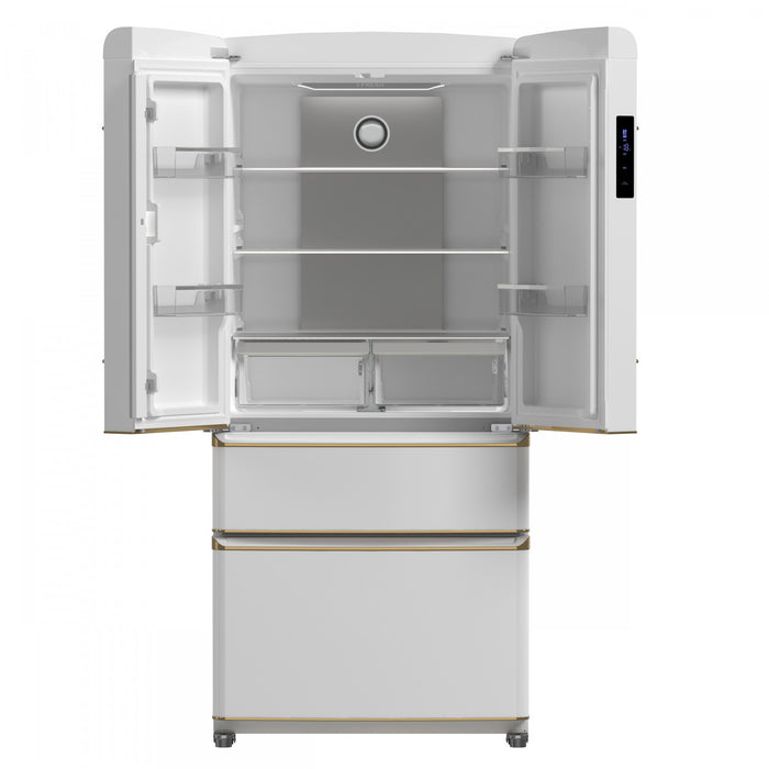 Forno Luigi 33 Inch White French Door Refrigerator, 18 cu.ft. - FFFFD1791-33WHT