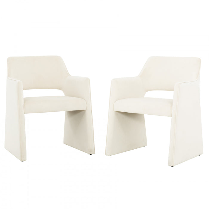 Kendrick Ivory Velvet Upholstered Accent Dining Chair (Set of 2)