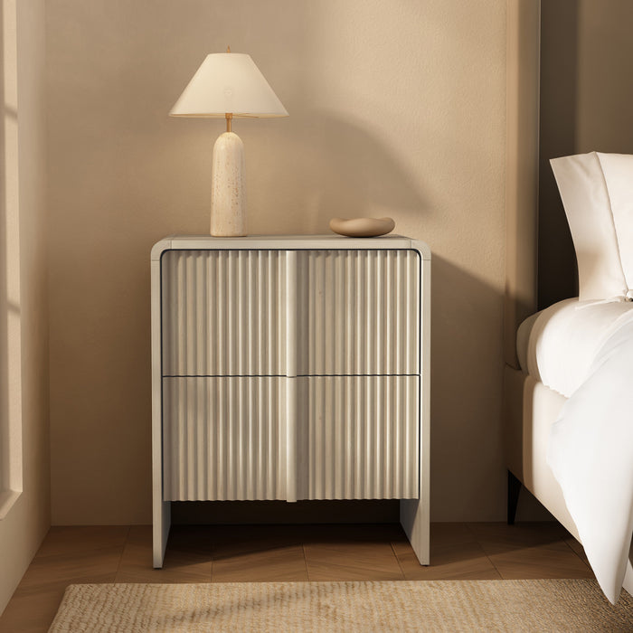 Novara Contemporary 22\" Nightstand in Whitewashed Oak (2-Drawer)