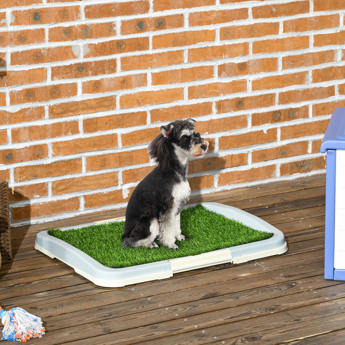PawHut Dog Grass Pad with Tray 21\" × 15\", Dog Litter Box with Artificial Grass, Grid, Panel, Pee Pads for Pets, Potty Training for Indoor Outdoor