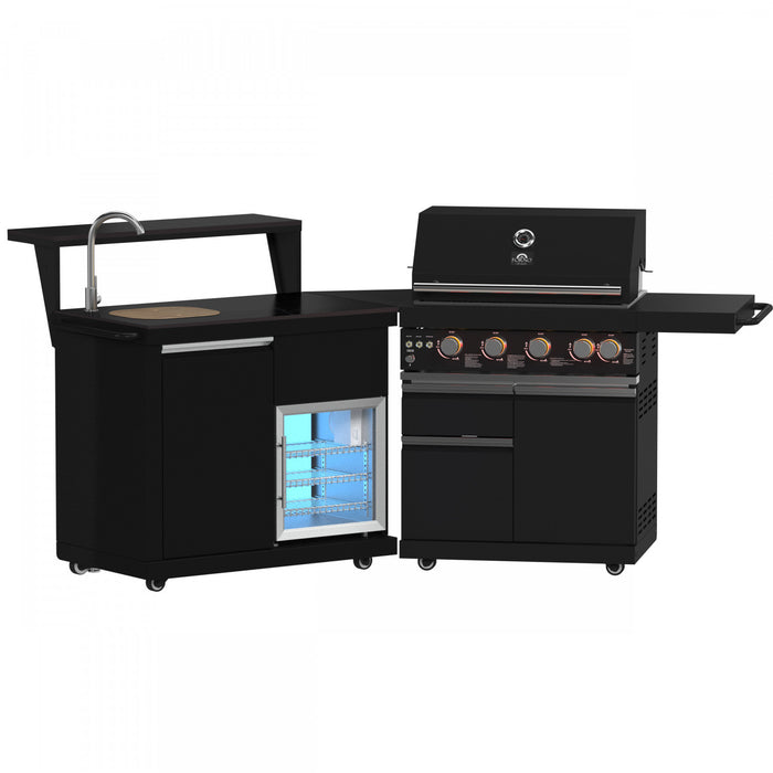 Forno All'Aperto 62,600 BTU BBQ & Sink Module with Black Countertops, Bar & Beverage Center - FODKT2582BLK