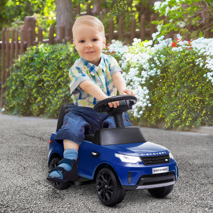 Qaba 6v Electric Car For Kids, 2 In 1 Sliding Car Battery Powered Ride-On Toy For Toddlers With Forward, Music Horn Headlights, For 18-60 Months, Land Rover Licensed, Blue