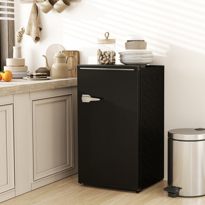 HOMCOM 3.1 Cu. Ft Retro Mini Fridge with Adjustable Thermostat, Black