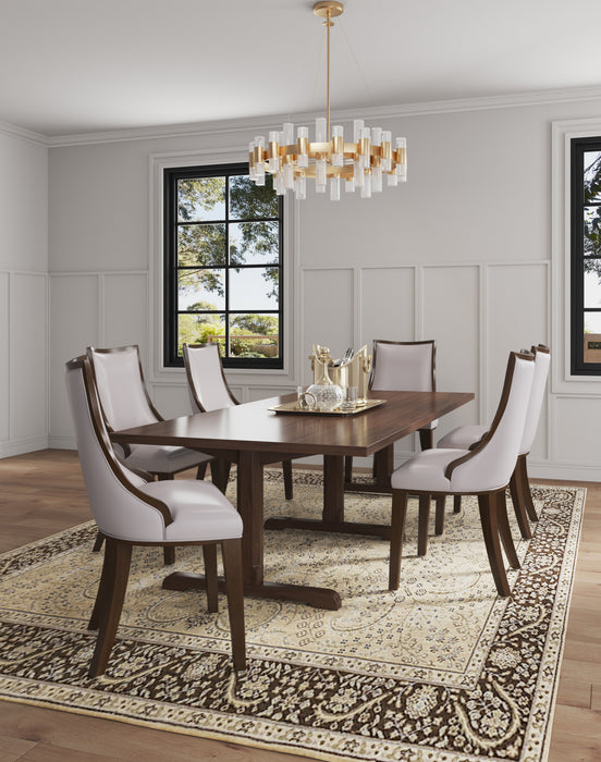 Grand Traditional Wood Upholstered Dining Chair in Light Gray - Set of 4