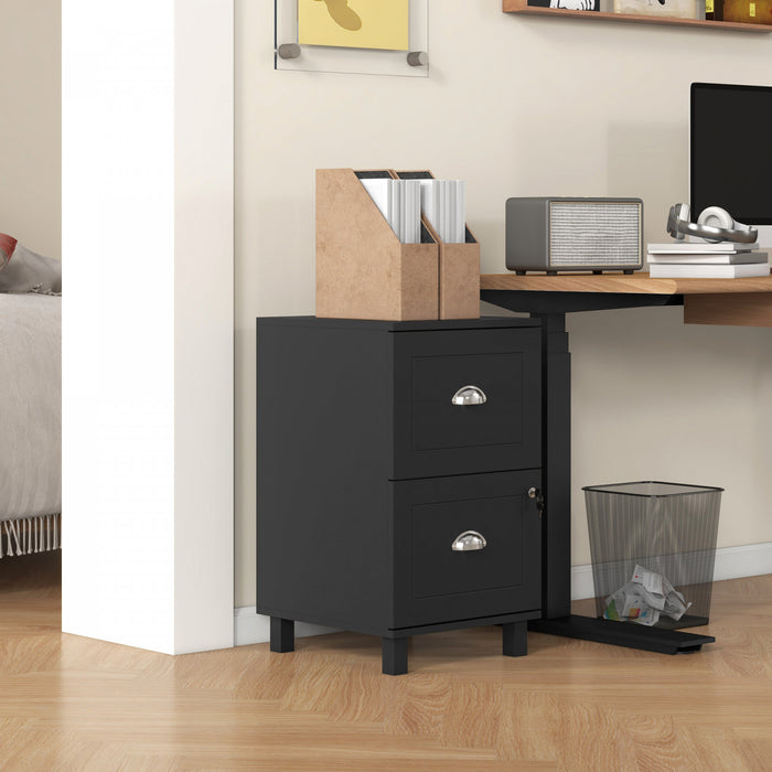HOMCOM Lockable 2 Drawer File Cabinet with Hanging Bars for A4 and Letter