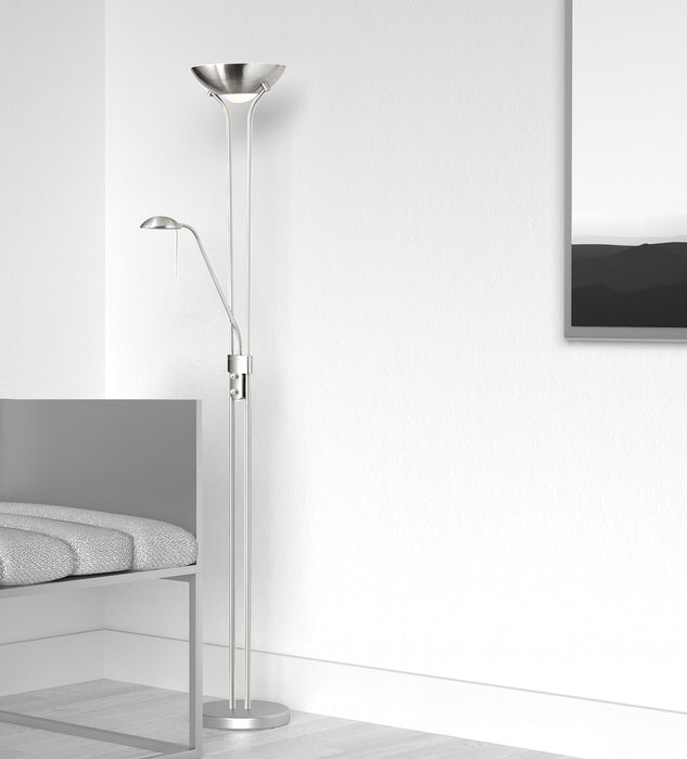 Dainolite Mother & Son Floor Lamp Satin Chrome Finish