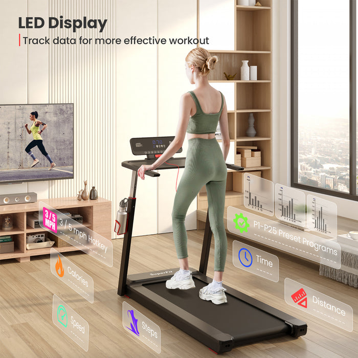 Superfit 3hp Running Machine Folding Treadmill Adjustable Height App Control Table Board