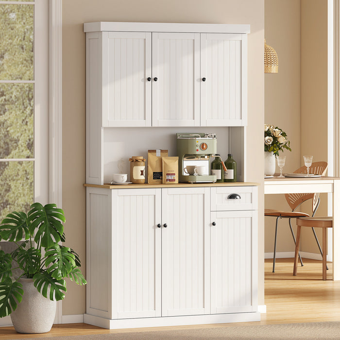HOMCOM 71\" Buffet with Hutch, Kitchen Pantry Storage Cabinet with Drawer
