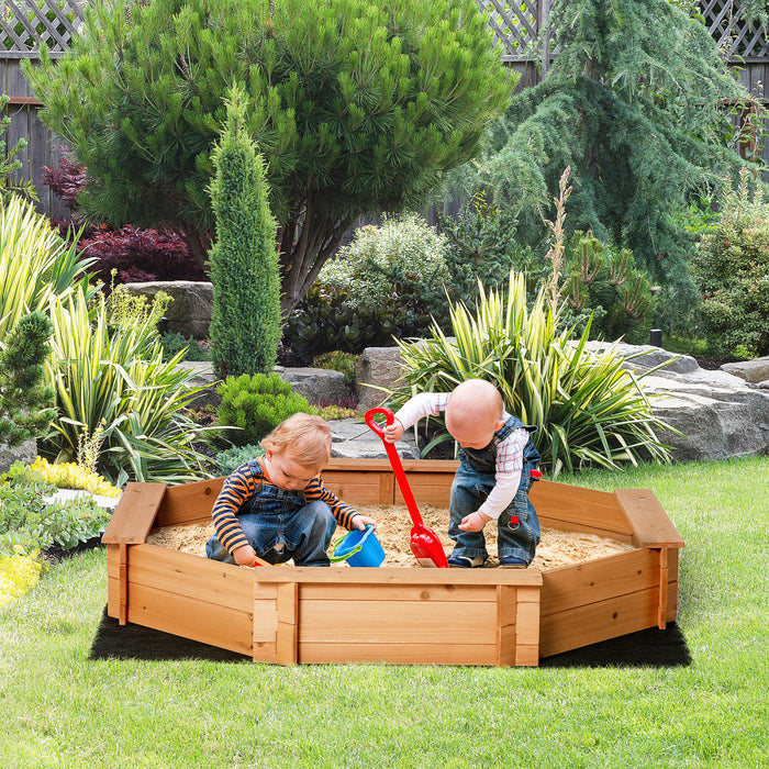 Kids Sandbox With Cover And Seat, Outdoor Children Sand Playset For Backyard, Boys And Girls, Red, 55\" X 55\" X 8.5\"