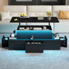 Daniel Lift-Top Coffee Table with LED Lighting and 4 Drawers,Black | Daniel table basse relevable – table basse avec eclairage LED et 4 tiroirs, noir