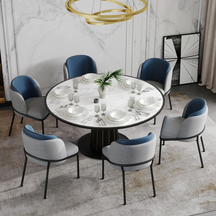 Olivia Set of 6 Modern Dining Chair with Slanted Legs and Adjustable Feet,Blue&Gray