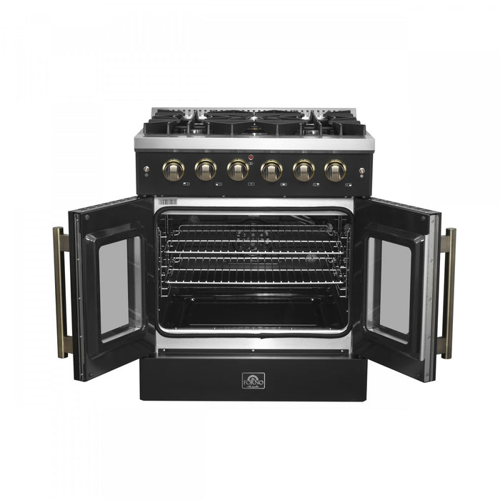Forno Galiano 30\" Black Gas Range, 4.32 cu.ft- FFSGS6444-30BLK