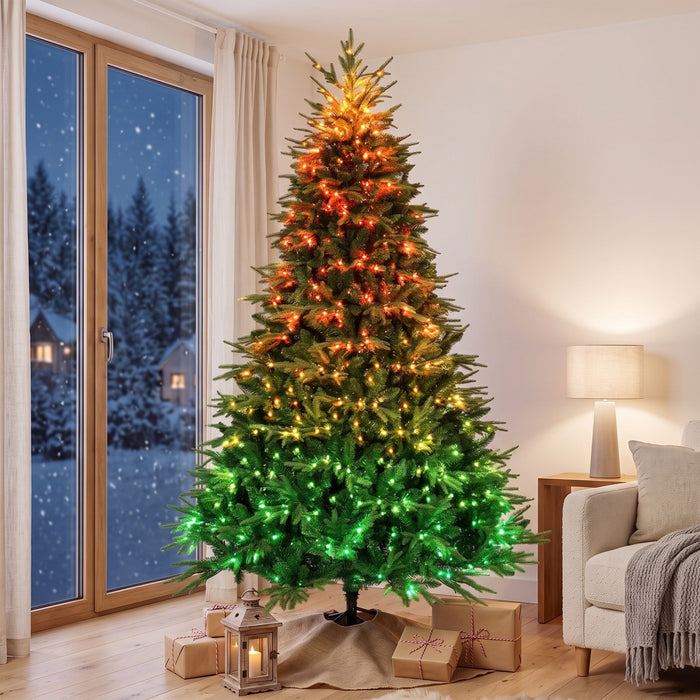 HOMCOM 7.5ft Christmas Tree with Synchronized LED, DIY, Frasier Grande Fir