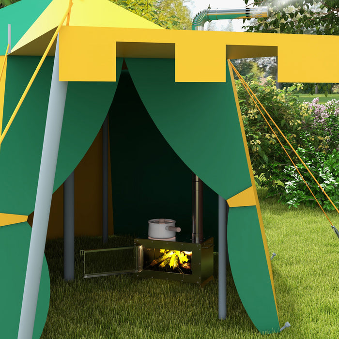 Outsunny Hot Tent Wood Stove With Chimney, Foldable Legs And Carry Bag