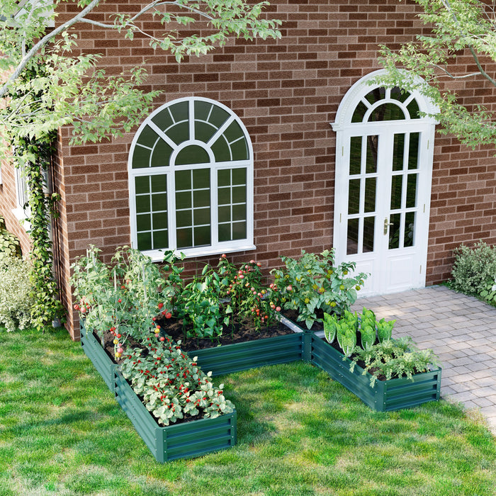 Outsunny 8×8×1ft Raised Garden Bed Kit，5 Pcs Outdoor Metal Planter Box For Vegetables, Flowers, Herbs，green