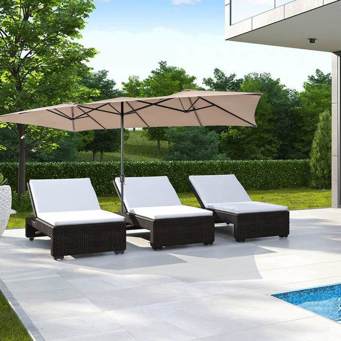 Costway 15FT Double-Sided Patio Market Umbrella Large Crank Handle Vented Outdoor Twin