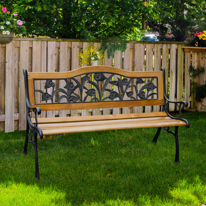 Outsunny 50\" 2-seater Garden Bench Chair, Natural