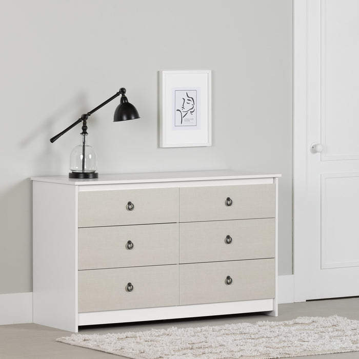 Plenny 6-Drawer Dresser - White Beige