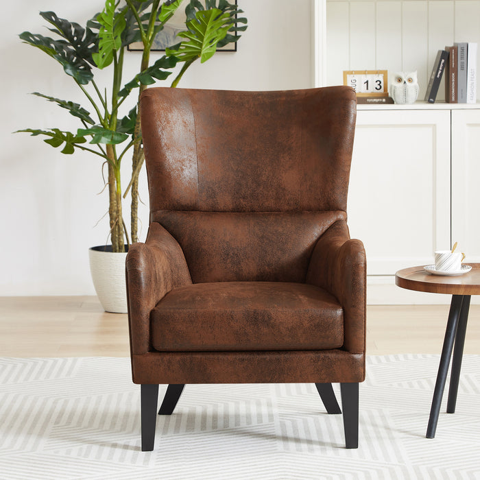 Havenwood HI-BACK Studded Accent Chair with Nailhead Trim, Brown
