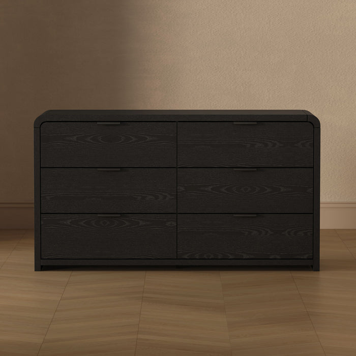 Grace Modern 60\" Dresser in Black (6-Drawer)
