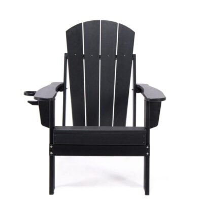 Lake Country Outdoors High-Density Polyethylene Adirondack Chair - Black Patio Seat