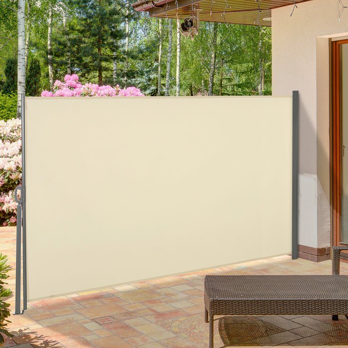 Outsunny 118\" X 63\" Retractable Side Awning Patio Outdoor Folding Privacy Screen With Resistance To Uv Rays & Wind, Cream White