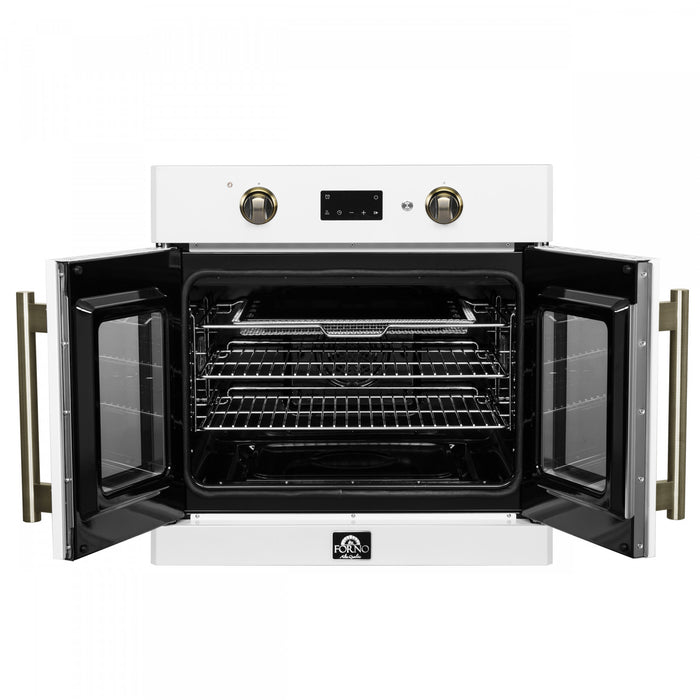 Forno Asti 30\" French Door Electric Wall Oven, White, 3.68 cu. ft. - FBOEL1333-30WHT