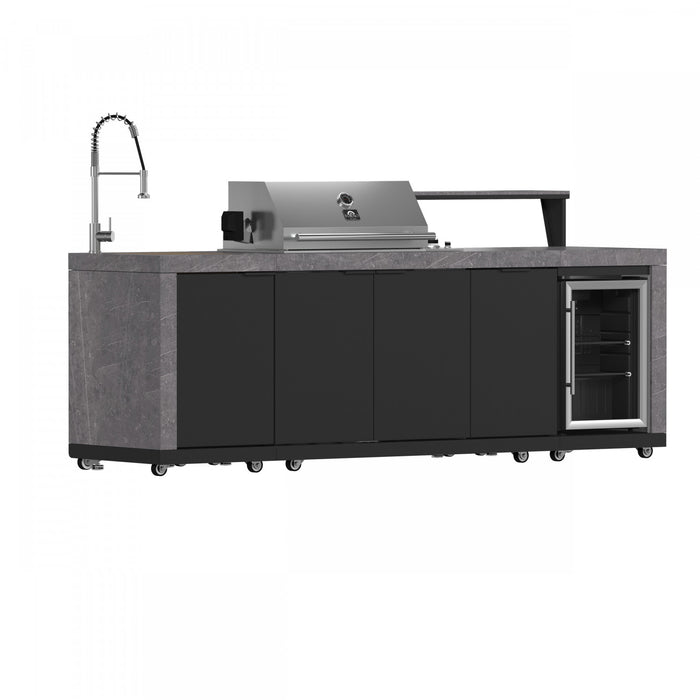 Forno Rimini Outdoor Kitchen, 62,600 BTU, 2.4 cu.ft. Refrigerator, Grey Countertops - FODKT2544BLK