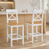 HOMCOM Counter Height Bar Stools Set of 2 with Cross Back and Footrest