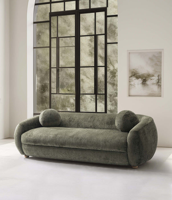 Tribeca Mid-Century Modern 86\" Chenille Sofa in Olive Green