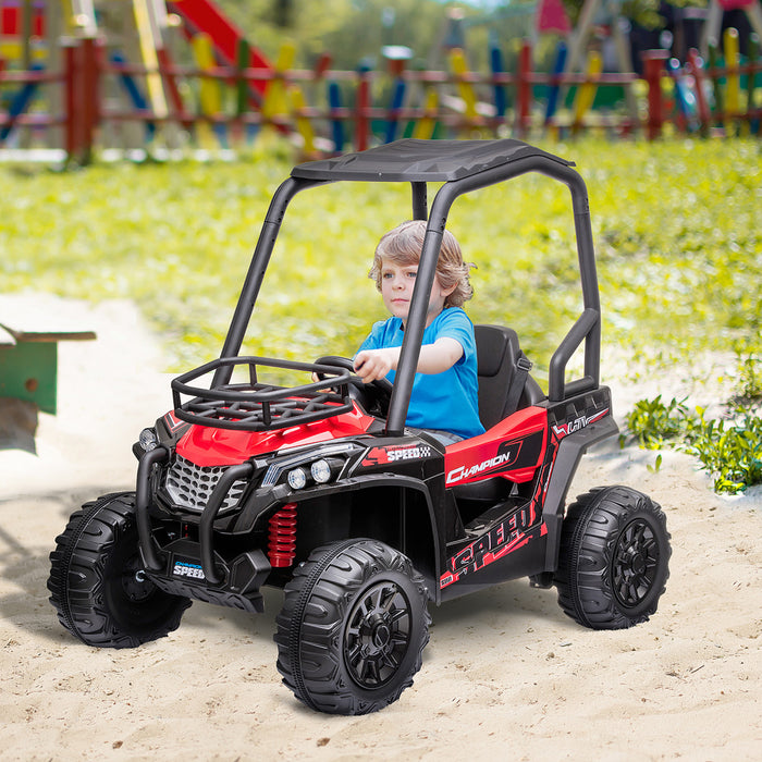 Aosom Kids Ride On Car 12v Battery-powered Electric Off-road Utv Toy 1.8-3.7 Mph With High Roof Parental Remote Control Music Lights Mp3 Suspension Wheels For 37-96 Months