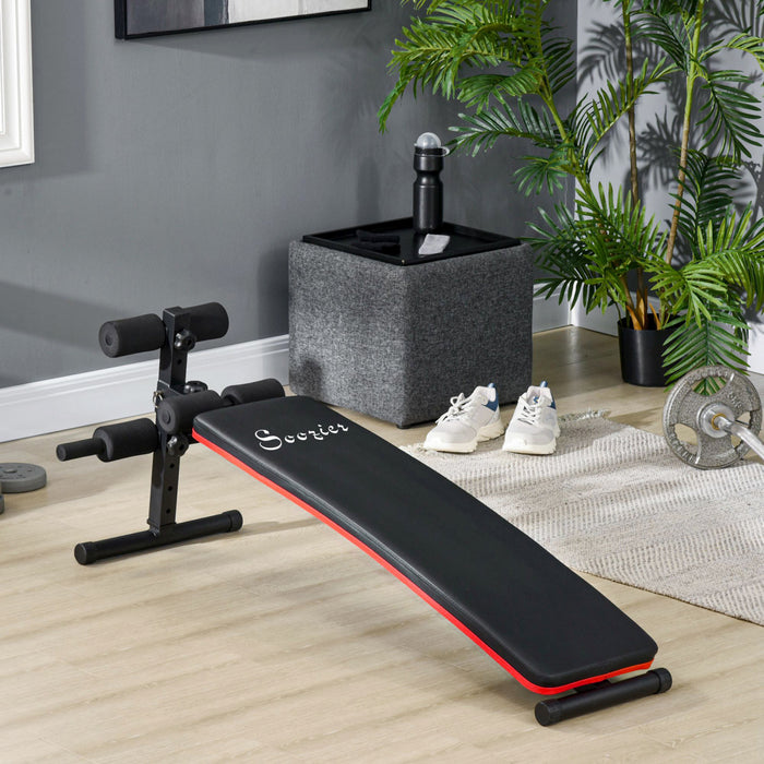 Soozier Sit Up Bench Core Workout Adjustable Thigh Support Foldable For Home Gym Exercise Black