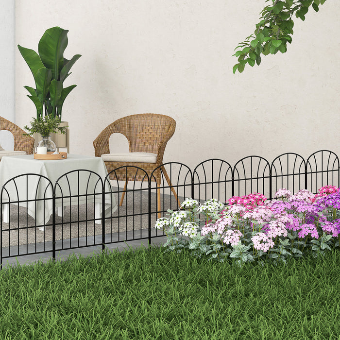 Outsunny 8.7' Garden Fence Metal Border Flower Edging Fencing, Pack of 8