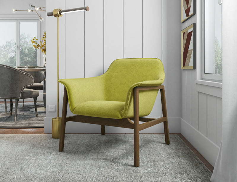 Miller Mid-Century Modern Linen Weave Accent Armchair in Green - Set of 2