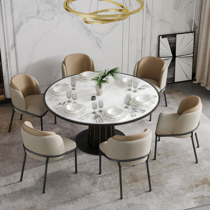 Olivia Set of 6 Modern Dining Chair with Slanted Legs and Adjustable Feet,Beige