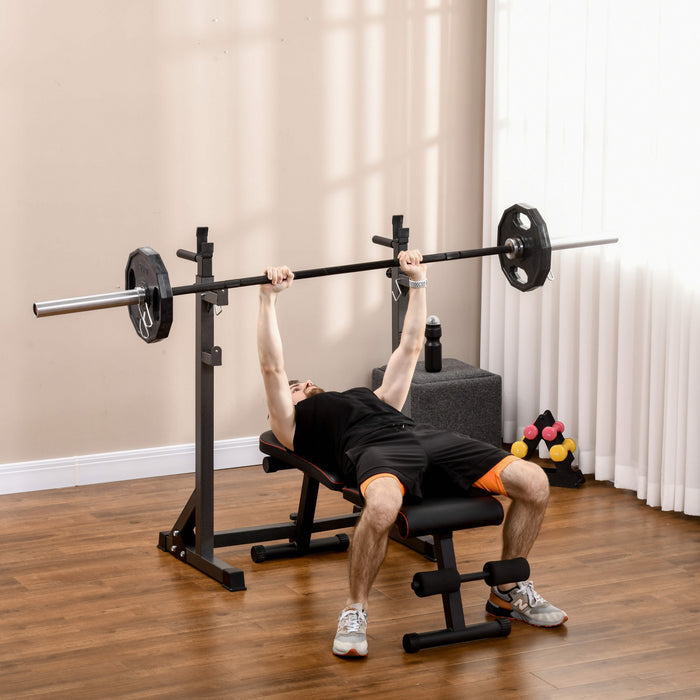 Soozier Adjustable Squat Rack, Bench Press Rack, Black