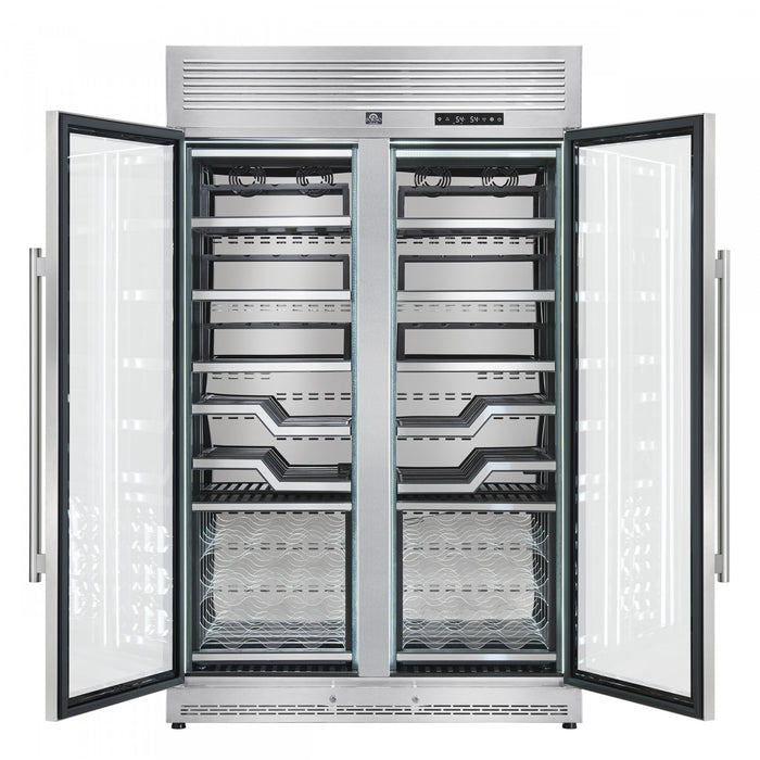 FORNO Abruzzo 48\" Dual Zone Wine Cellar, 102 Bottles, 24 cu. ft,Stainless steel - FWCDR6611-48S