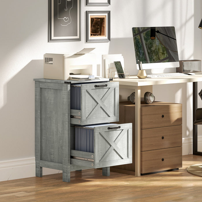 HOMCOM File Cabinet with 2 Drawers Filing Cabinet for A4 Letter, Stone Grey
