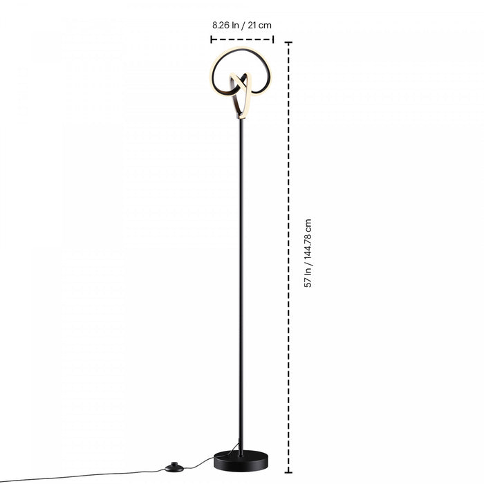 58\" Matte Black Twisted Circle Design LED Floor Lamp