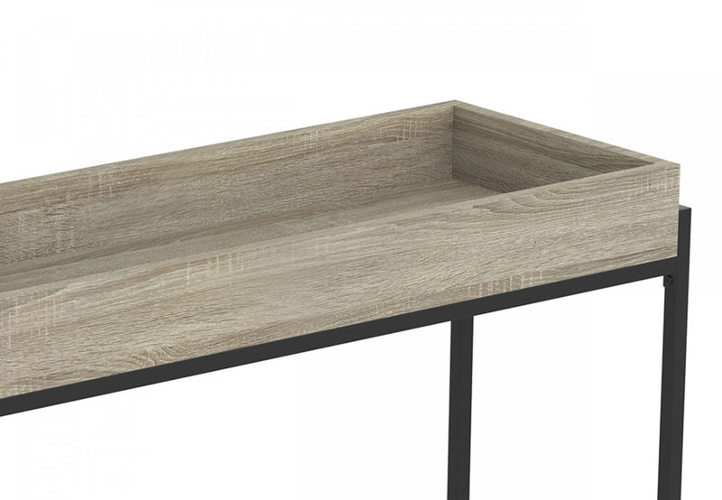 40” Modern Console Table With Sunkey Tray - Dark Taupe With Black Metal
