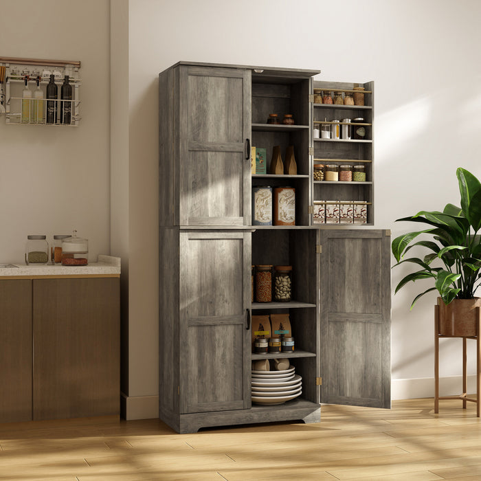 HOMCOM Farmhouse Kitchen Pantry Cabinet, Kitchen Storage Cabinet, Grey