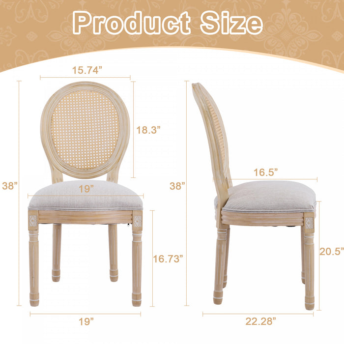 Ethan Solid Wood Rubberwood Dining Chair Set of 2 Pieces with Upholstered Seat,Beige