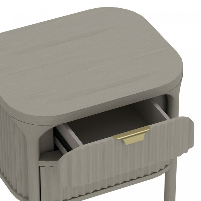 Park Contemporary 24\" Solid Wood Nightstand in Gray (2-Drawer)